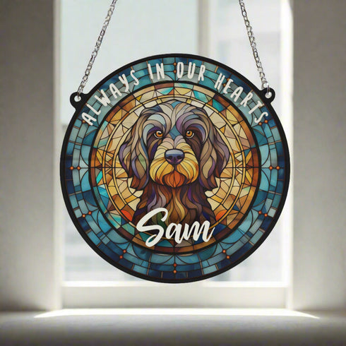 Cockapoo Black Memorial Stained Glass Effect Suncatcher